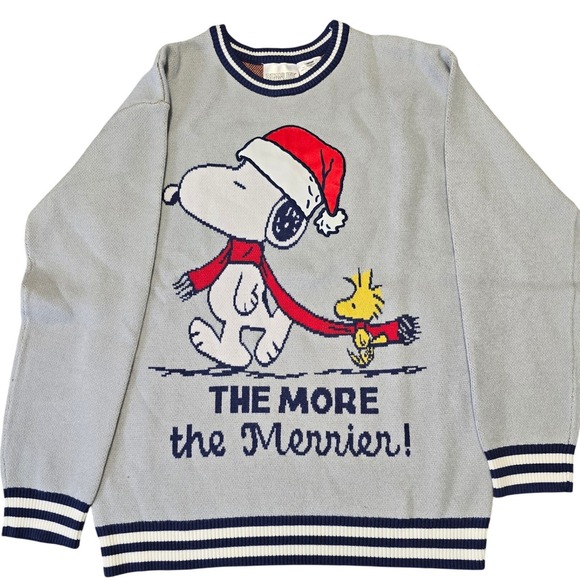 Peanuts Other - Peanuts Snoopy Christmas Sweater Kids L 14 16 The More The Merrier Knit